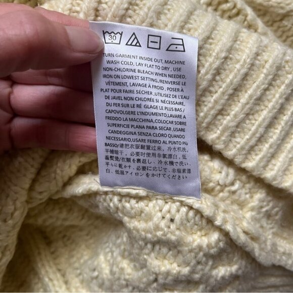 Essentials Fear of God Yellow Raglan Cable Knit Oversized Sweater Sz S - Picture 10 of 12